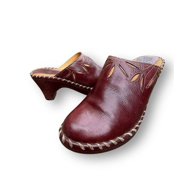 Frye Women's Charlotte Brown Leather Heeled Mule Clogs Size 8.5 boho - Picture 3 of 16